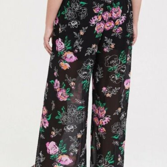 Torrid Floral Chiffon Tulip Leg Pant Black HW9838 - Picture 9 of 9